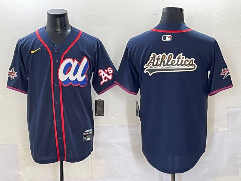 Men 2025 Oakland Athletics Blank Drak Blue All star Nike MLB Jersey style 03